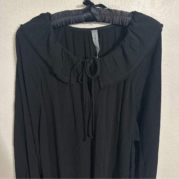 Raquel Allegra Black Peasant Dress size 0 Midi Ruffle Neck - Picture 5 of 16